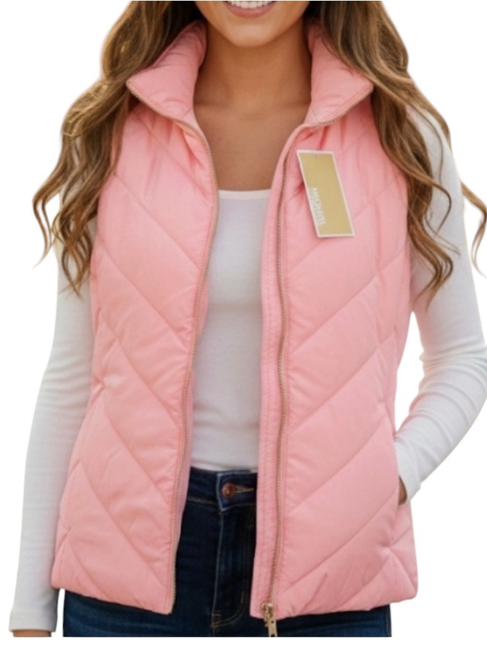 Michael Michael Kors Quilted Pink Women's Puffer Vest